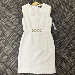 Tahari White Sleeveless Sheath Dress